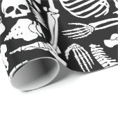 Papier Cadeau halloween squelette anatomique os motif (Coin rond)