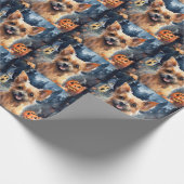 Papier Cadeau Halloween Terrier Australien Avec Peur Citrouille (Coin)