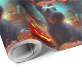 Papier Cadeau Halloween Terrier écossais avec la peur Citrouille (Coin rond)