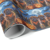 Papier Cadeau Halloween Tibétain Mastiff Éffrayant (Coin rond)