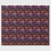 Papier Cadeau Halloween Treeing Walker Vampire Citrouilles effro (Plat)