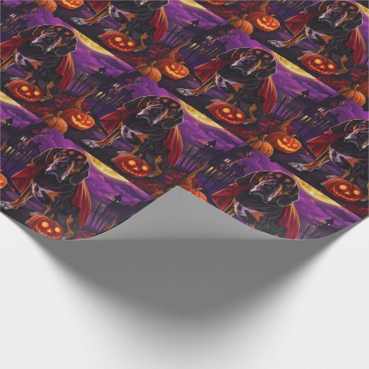 Papier Cadeau Halloween Treeing Walker Vampire Citrouilles effro (Coin)