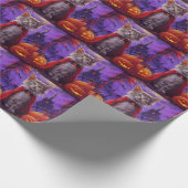Papier Cadeau Halloween turc Angora Cat Vampire Citrouille effro (Coin)