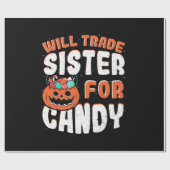 Papier Cadeau Halloween Va Échanger Soeur Pour Bonbons (Plat)
