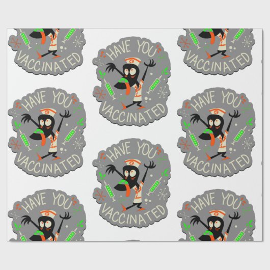 Papier Cadeau halloween vaccin infirmière monster déplaisant cov (Plat)