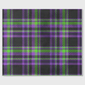 Papier Cadeau Halloween violet et vert plaid (Plat)
