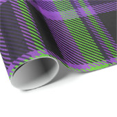 Papier Cadeau Halloween violet et vert plaid (Coin rond)