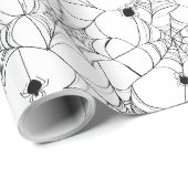 Papier Cadeau Halloween Web Black Spider (Coin rond)