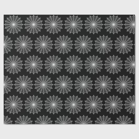 Papier Cadeau Halloween Web Spider Blanc (Plat)