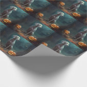 Papier Cadeau Halloween Weimaraner avec la peur Citrouille (Coin)