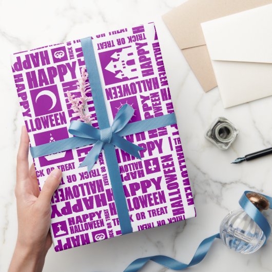 Papier Cadeau Halloween Whimsical Funny typographie violet (Cadeaux)