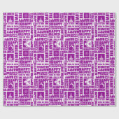 Papier Cadeau Halloween Whimsical Funny typographie violet (Plat)