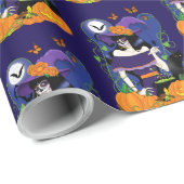 Papier Cadeau Halloween Witch Sugar Skull (Coin rond)