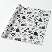 Papier Cadeau Halloween Wrapper Papier mou Enfants Noir Blanc (Déroulé)