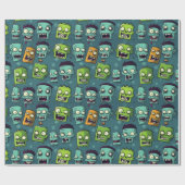 Papier Cadeau Halloween zombie design with green background (Plat)