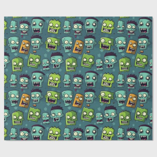 Papier Cadeau Halloween zombie design with green background (Plat)