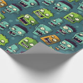 Papier Cadeau Halloween zombie design with green background (Coin)