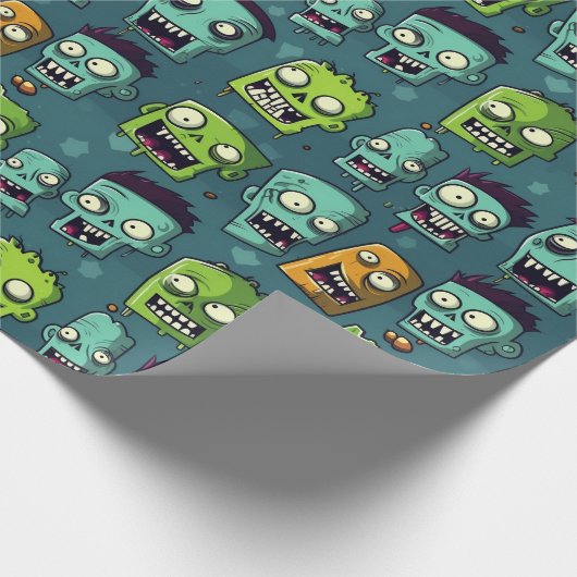 Papier Cadeau Halloween zombie design with green background (Coin)