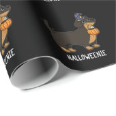 Papier Cadeau Halloweenie Funny Saucisse Chien Pun Dark BG (Coin rond)
