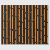 Papier Cadeau Hallowen Stripes et chauves-souris (Plat)