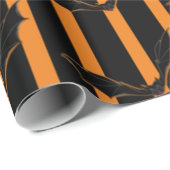 Papier Cadeau Hallowen Stripes et chauves-souris (Coin rond)