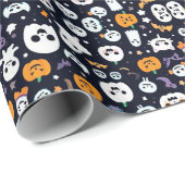 PAPIER CADEAU HALLOWEWEEN BOO ET CITROUILLE MOTIF SANS PARAMÈTRE (Coin rond)