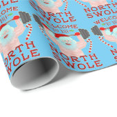 Papier Cadeau Haltérophile drôle du père noël Swole de Noël (Coin rond)