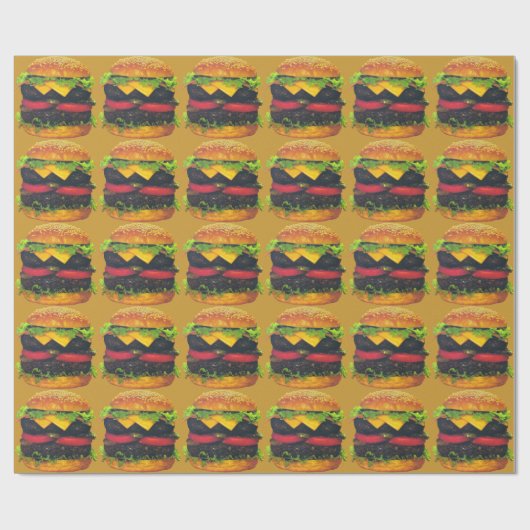 Papier Cadeau Hamburger de luxe double avec papier à fromage (Plat)