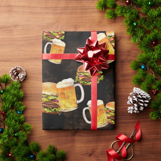 Papier Cadeau Hamburger et bière (Cadeau de vacances)