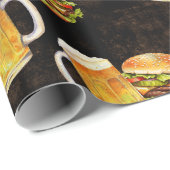 Papier Cadeau Hamburger et bière (Coin rond)