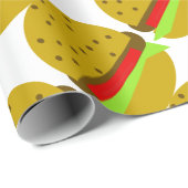 Papier Cadeau hamburger restauration restauration rapide burger (Coin rond)