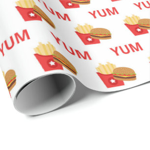 Papier Cadeau Hamburgers et frites envelopper