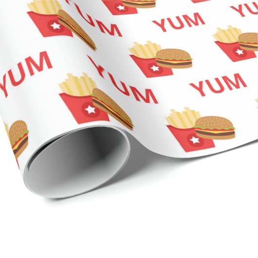 Papier Cadeau Hamburgers et frites envelopper (Coin rond)