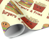 Papier Cadeau Hamburgers et fritures (Coin rond)