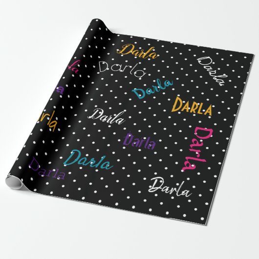 Papier Cadeau HAMbWG Pointe Polka personnalisée Noir (Déroulé)