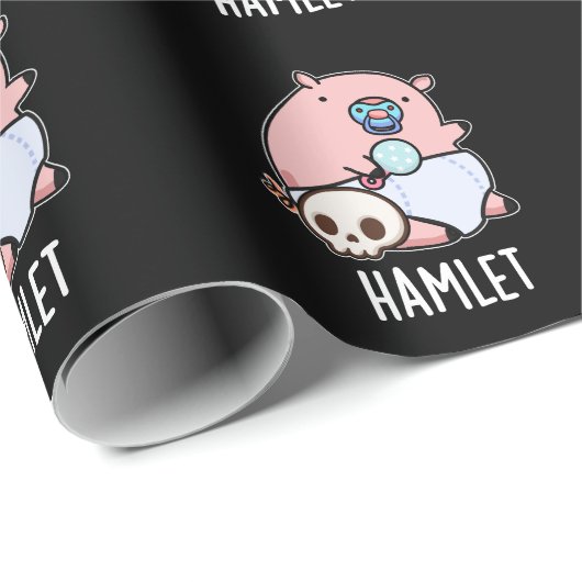 Papier Cadeau Hamlet Funny Shakepear Baby Pig Pun Dark BG (Coin rond)