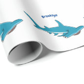 Papier Cadeau Hammerhead shark cartoon illustration (Coin rond)