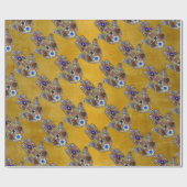 Papier Cadeau Hamsa Coeurs Fleurs Opal Art sur Or (Plat)