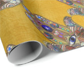 Papier Cadeau Hamsa Coeurs Fleurs Opal Art sur Or (Coin rond)