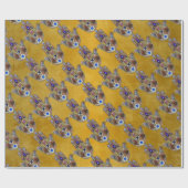 Papier Cadeau Hamsa Coeurs Fleurs Opal Art sur Or (Plat)