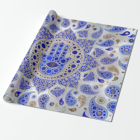 Papier Cadeau Hamsa Main - Main de Fatima sur Mère de Perle (Déroulé)