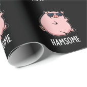 Papier Cadeau Hamsome Funny Pig Pun Dark BG (Coin rond)