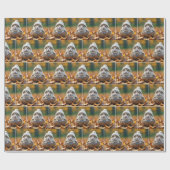 Papier Cadeau Hamster d'automne en coquille de noix (Plat)