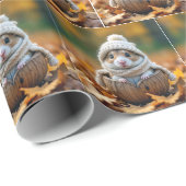 Papier Cadeau Hamster d'automne en coquille de noix (Coin rond)