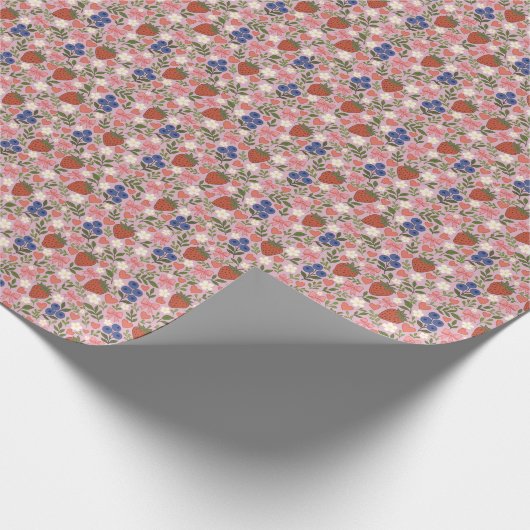 Papier Cadeau Hand Drawn Berry Pattern  Wrapping Paper Roll (Coin)