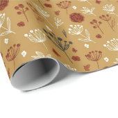 Papier Cadeau Hand-drawn Boho Wildflower and Berry Print (Coin rond)