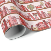 Papier Cadeau Hand Drawn Book Lover Pattern Wrapping Paper Roll (Coin rond)