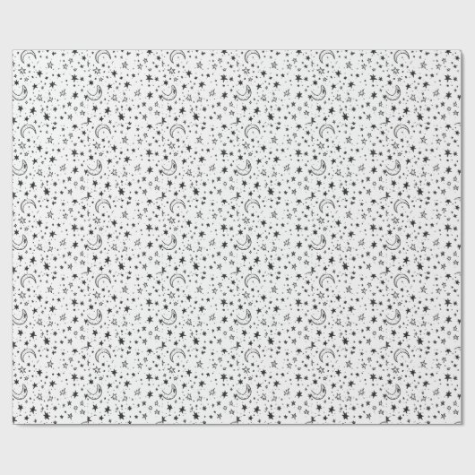 Papier Cadeau Hand Drawn Celestial Night Sky Pattern (Plat)