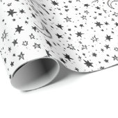 Papier Cadeau Hand Drawn Celestial Night Sky Pattern (Coin rond)