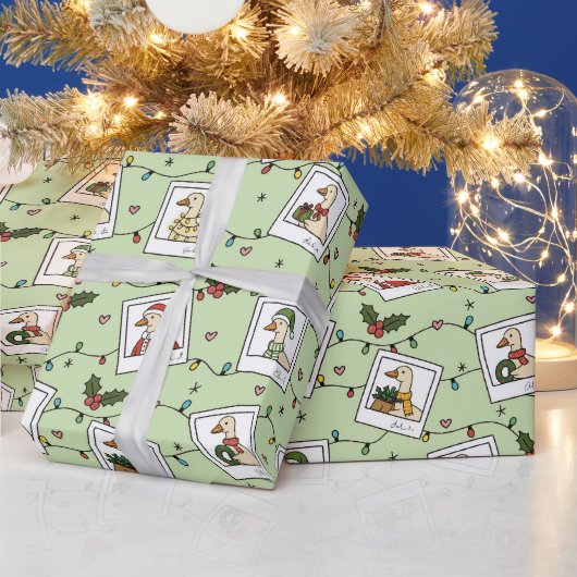 Papier Cadeau Hand Drawn Christmas Geese Wrapping Paper Roll (Vacances)